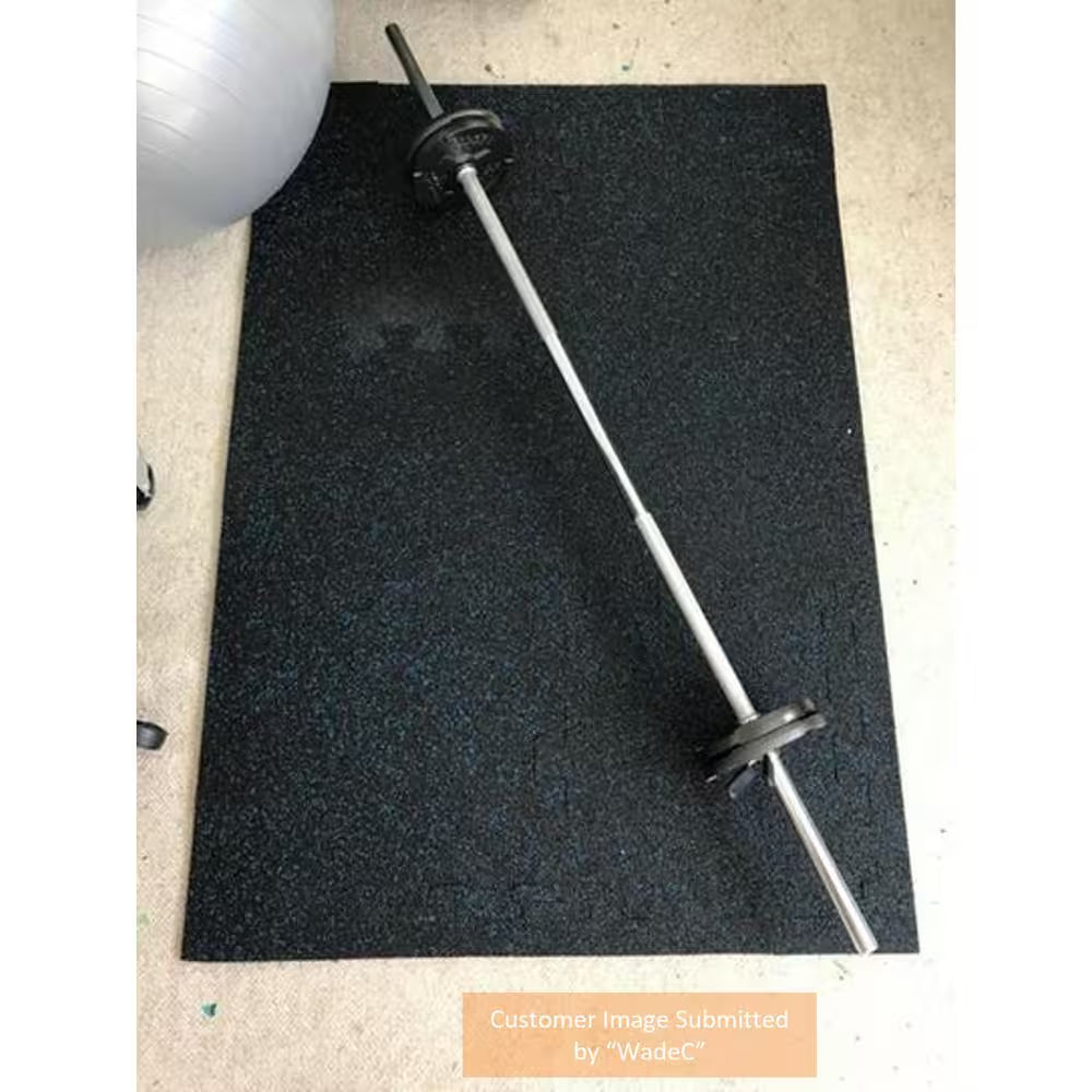 Black 18 In. W X 18 In. L X 0.3 In. Thick Rubber Exercise\Gym Flooring Tiles (6 Tiles\Case) (14.3 Sq. Ft.)